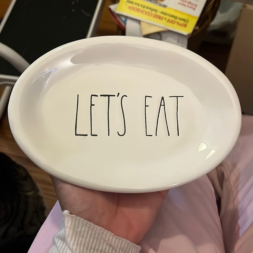 AUTHENTIC rae dunn let’s eat saucer
